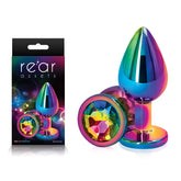 Rear Assets Multi Medium - Multi Medium Metal Butt Plug with Rainbow Gem Base > Anal Range > Jewel Butt Plugs