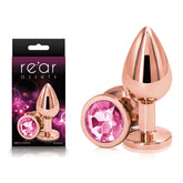 Rear Assets Rose Gold Medium - Metal Butt Plug with Pink Gem Base > Anal Range > Jewel Butt Plugs