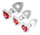 Red Heart Gem Glass Anal Plug Set with Three Sizes for Adults > Sex Toys > Glass