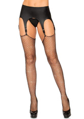Rhinestone Fishnet Stockings Black One Size Lingerie Hosiery Hosiery
