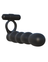 Fantasy Posable Partner Double Penetrator Black Silicone Toy > Cock Ring > Vibrating