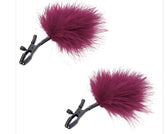 Sex and Mischief Enchanted Burgundy Feather Adjustable Nipple Clamps Nipple Clips