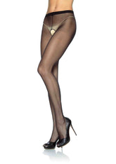 Sheer Crotchless Pantyhose Queen Size Black Hosiery Lingerie Hosiery