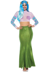 Shimmer Spandex Mermaid Costume Maxi Skirt Sexy Green Small Medium Costumes
