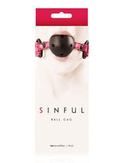 Sinful Pink Ball Gag with Adjustable Strap for Comfortable Play Gags