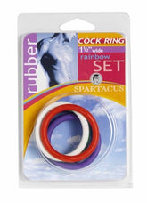 Spartacus Rainbow Rubber Cock Ring Set 1.5 Inch Adult Toy COCK RING Set