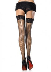 Stay Up Lace Top Thigh High Stockings With Backseam Black Hosiery