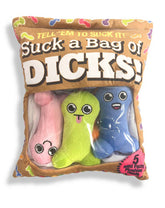 Suck a Bag of Dicks Plushy Pillow with Five Plush Dicks Gag Gifts & Novelties
