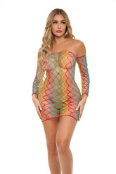 Taste The Rainbow Mini Dress With Sleeves Erotic Clothing > Clothes > Dresses and Chemises