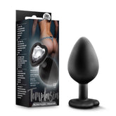 Temptasia Medium Black Bling Butt Plug Satin Smooth Anal Toy Butt Plugs