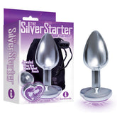 The Silver Starter 7.1 cm Butt Plug with Violet Heart Jewel > Anal Range > Jewel Butt Plugs