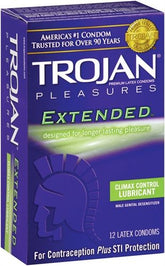 Trojan Extended Pleasure Condoms 12 Pack with Climax Control Condoms