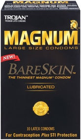 Trojan Magnum Bareskin Condoms 10 Pack Larger Lubricated Condoms