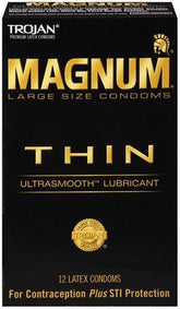 Trojan Magnum Thin Large Size Lubricated Condoms 12 Pack Condoms