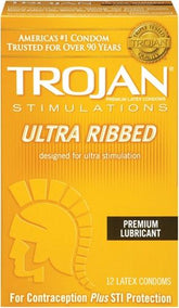 Trojan Ultra Ribbed Condoms 12 Pack for Enhanced Sensation Condoms
