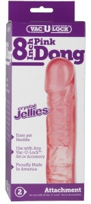 Vac-U-Lock Attachment Crystal Jellies Dong Pink 8 Inch DONGS