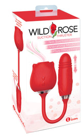 Wild Rose Suction Thruster (Red) – Dual-Ended Vibrator Toy Rose Stimulators