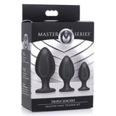 Triple Juicers (Black) – Silicone Anal Trainer Set with Suction Base Black > Anal Range > Butt Plug Kits