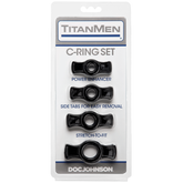 Titanmen Cock Ring Set (Black) – Stretchable Cock Rings Set Black > Cock Ring > Sets