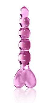 Icicles Pink Glass Massager with Heart Handle for Intimate Use DONGS Glass