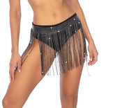Glam Fringe Belt (Black) – Rhinestone Lingerie Accessory Black One Size > Clothes > Accessories