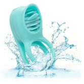 Silicone Rechargeable French Kiss Enhancer – Vibrator with 12 Functions and Flickering Teaser Ring Blue > Cock Ring > Vibrating