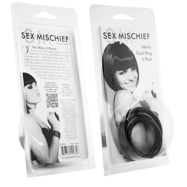 Sex & Mischief Nitrile Cock Ring 3 Pack – Three Sizes Cock Ring Set > Cock Ring > Sets