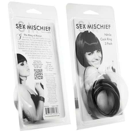 Sex & Mischief Nitrile Cock Ring 3 Pack – Three Sizes Cock Ring Set > Cock Ring > Sets