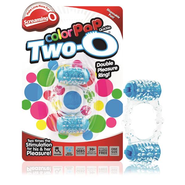 Two-O Blue Dual Vibrating Pleasure Ring – Rechargeable Silicone Vibrating Ring > Cock Ring > Vibrating