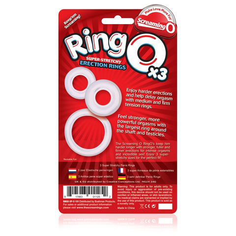 RingO X3 Mixed Pack 3-Pack Cock Rings Clear Silicone Cock Rings > Cock Ring > Sets