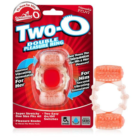 Two-O Vibrating Ring – Dual Motor Stretchy Silicone Couples Vibrator Ring > Cock Ring > Vibrating