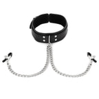 Vegan Leather Collar with Adjustable Nipple Clamps – Soft Vegan Leather Adjustable Collar with Clamps > Sex Toys > Nipple Clamps