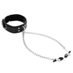 Vegan Leather Collar with Adjustable Nipple Clamps – Soft Vegan Leather Adjustable Collar with Clamps > Sex Toys > Nipple Clamps