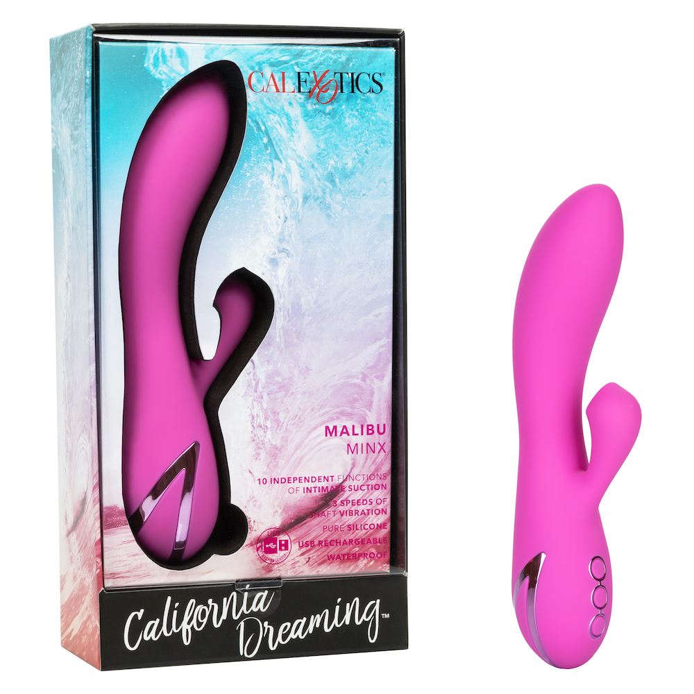 California Dreaming Malibu Minx 9 Inch Purple Silicone Suction Vibrator | Dual Stimulation > Vibrators > Ladies > Rabbit