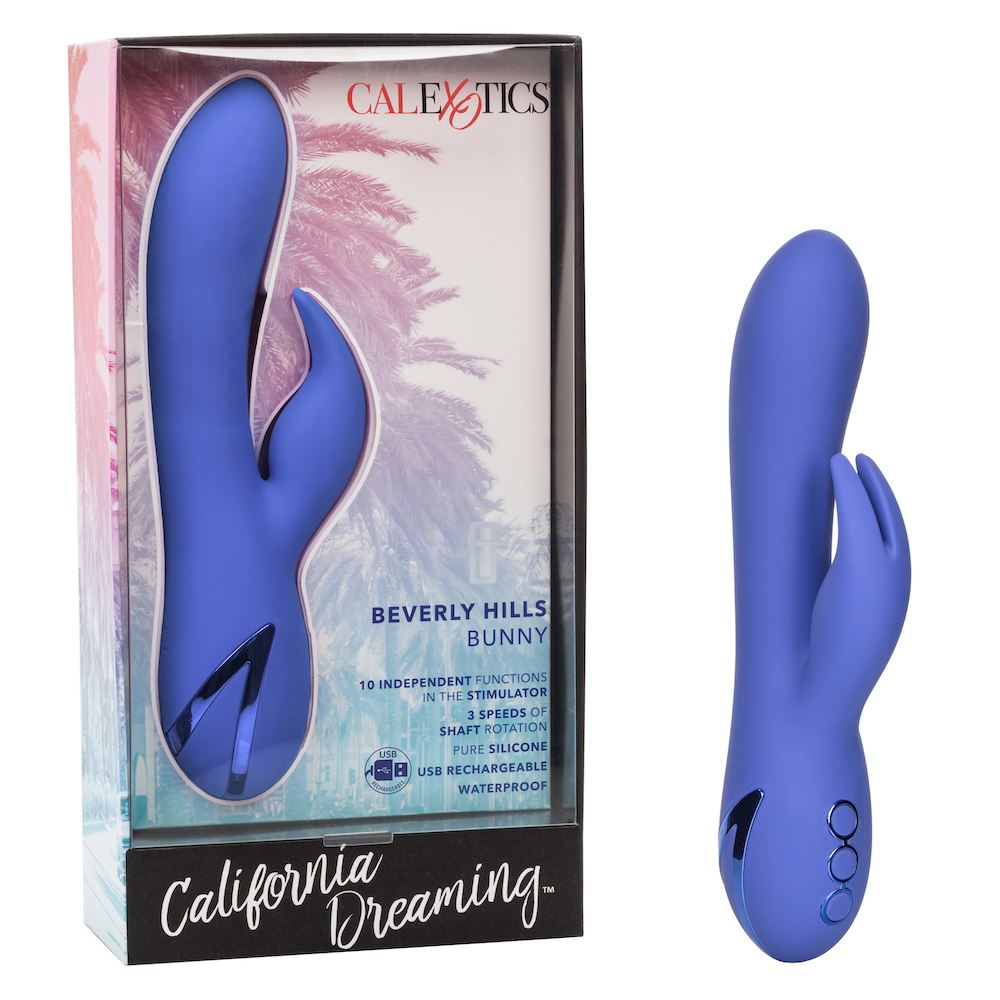 California Dreaming Beverly Hills Bunny Silicone Massager with 10 Vibration Functions and 3 Rotation Speeds > Vibrators > Ladies > Rabbit