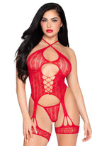 Heart Net Halter Cami And G-String Panty (Red) – Lingerie Red One Size > Clothes > Lingerie Sets