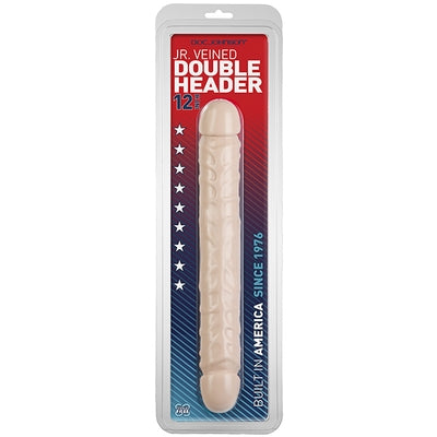 Jr Veined Double Header 12 Inch Dong Flesh Pink Beige Flesh Pink Double Dongs