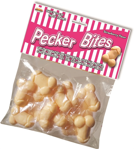 Pecker Bites Strawberry Flavored Erotic Edible Candy 16 Pcs Beige > Novelties > Candy & Edible Items