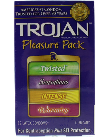 Trojan Pleasure Pack 12 Count Sensations Ribbed Condoms Default Title Condoms
