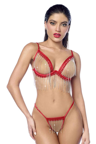 Luxury Two-Piece Set (Red) – Open-Cup Underwire Top and Matching Bottom Lingerie Red S M > Clothes > Bra Sets