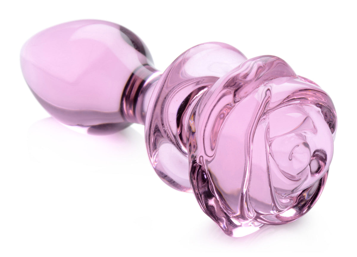 Pink Rose Medium Glass Anal Plug > Glass > Toys