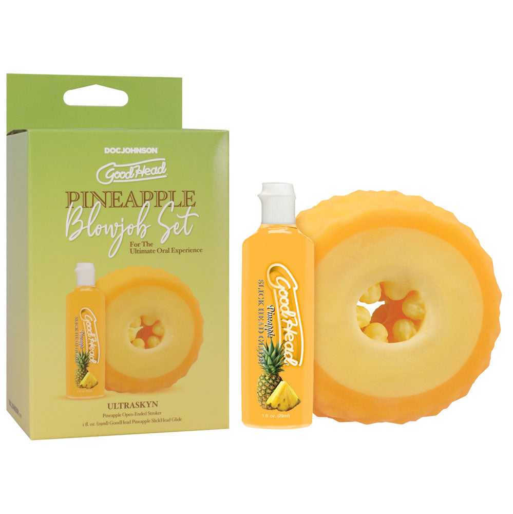 Goodhead Pineapple Blowjob Set – Textured ULTRASKYN Open-Ended Stroker > Sex Toys For Men > Masturbators > Manual