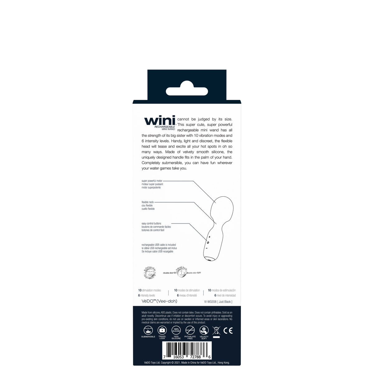 Wini Mini Wand Massager with 10 Vibrations > Sex Toys > Mini Massagers