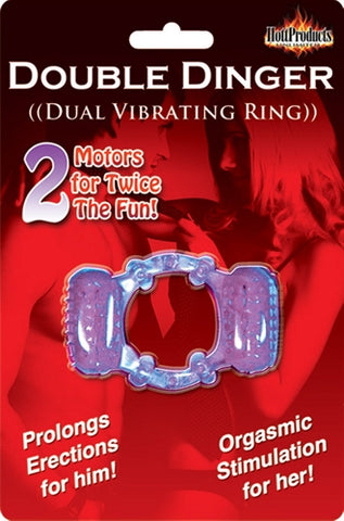 Purple Double Dinger Vibrating Cock Ring with Dual Bullets Purple Cock Rings Vibrating
