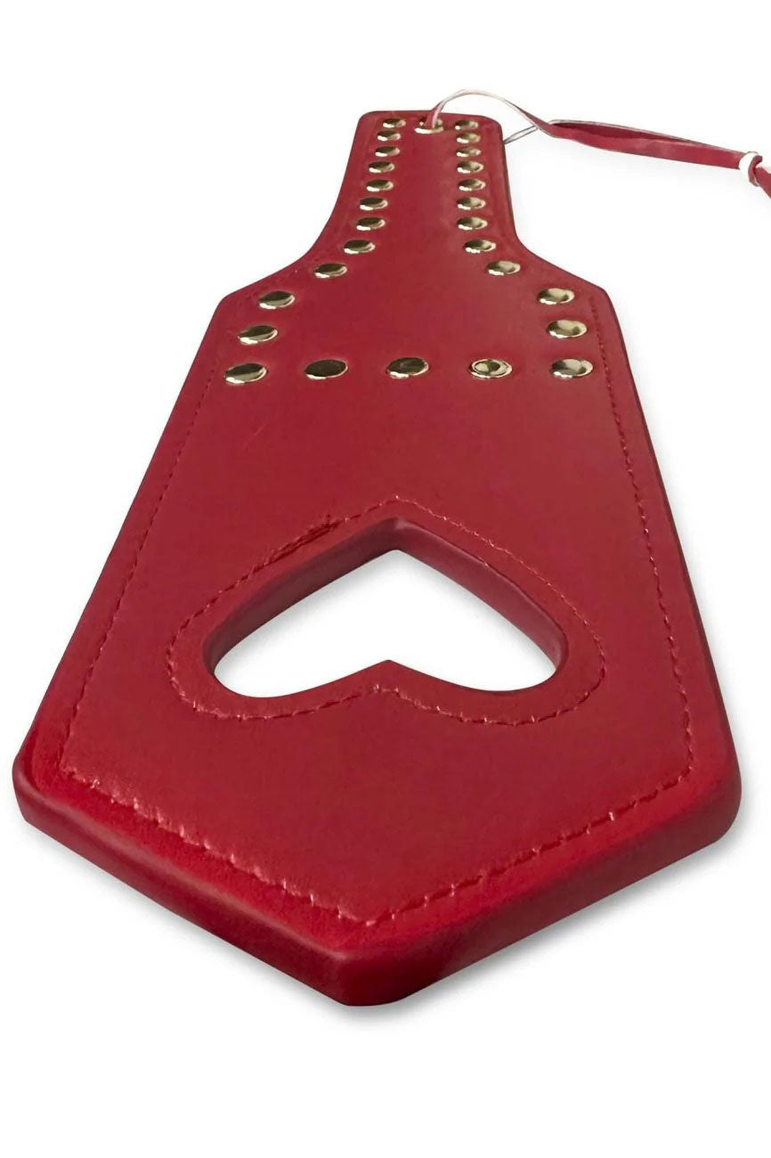 Spanker (Black/Red) – Premium Faux Leather Spanker With Studs and Heart Detail > Bondage Gear > Whips & Floggers