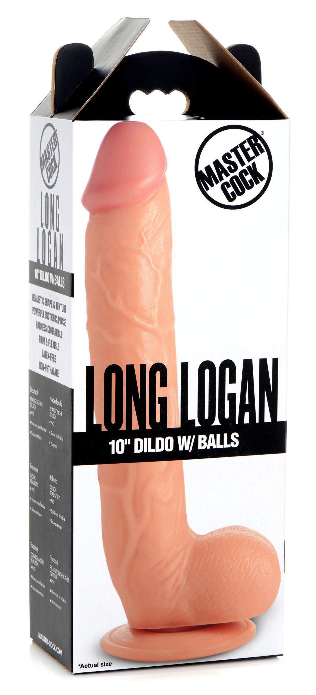 Long Logan 10 Inch Light Dildo With Balls – Body-Safe Suction Cup Dildo > Realistic Dildos and Vibes > Large Dildos