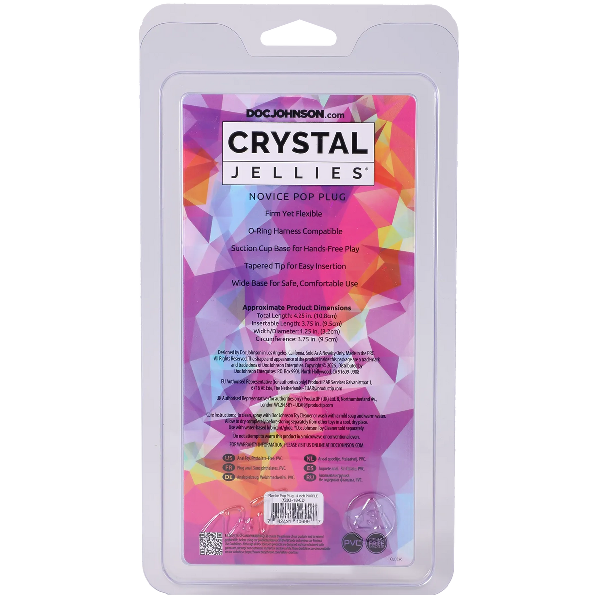 Crystal Jellies Novice Pop Plug 4 Inch > Anal Range > Butt Plugs