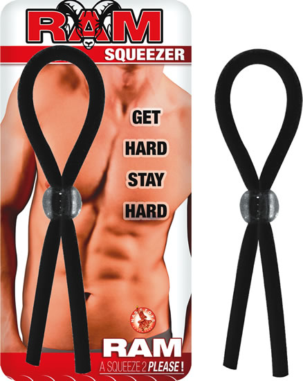 Ram Squeezer Adjustable Black Latex Cock Ring for Men Waterproof Black COCK RINGS