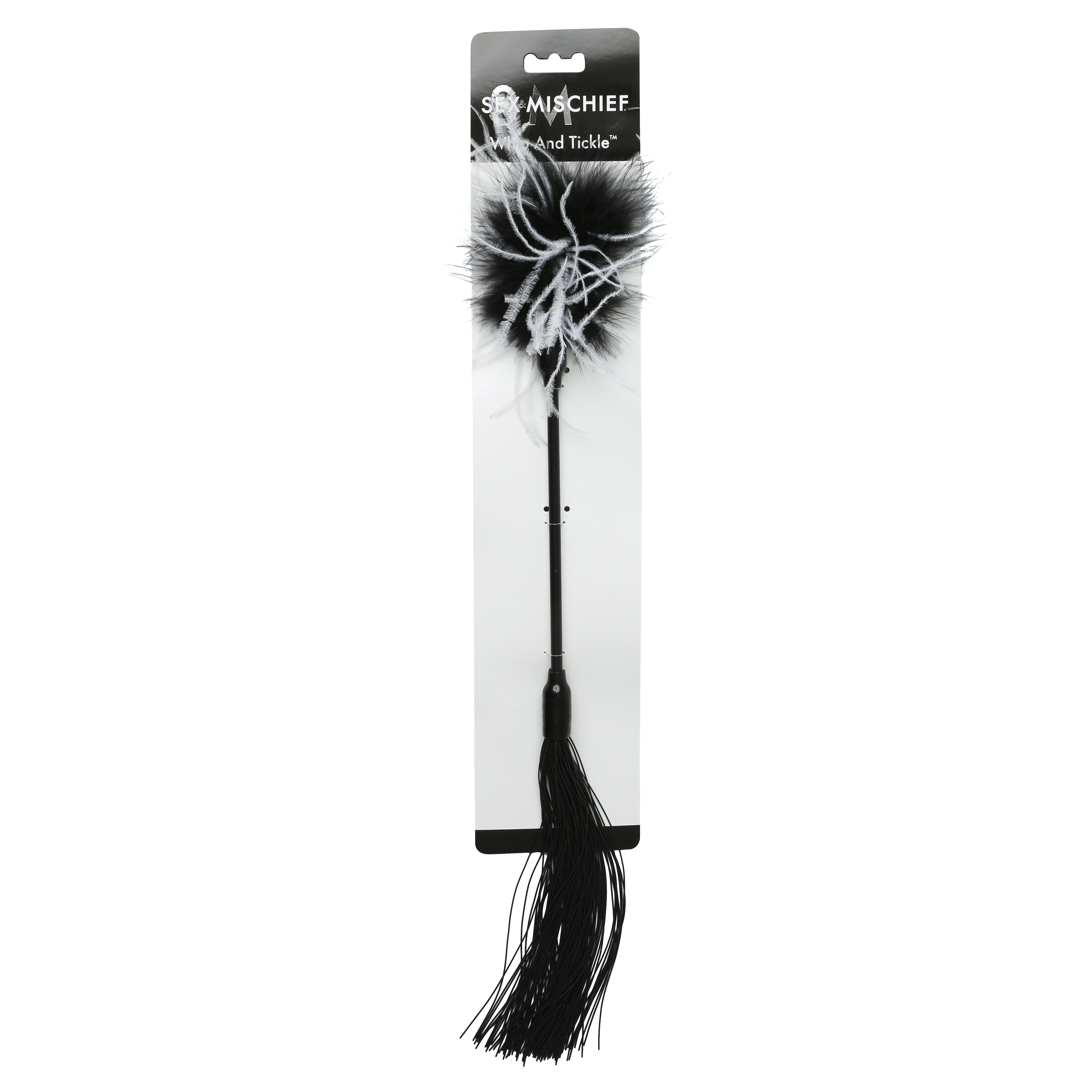 Sex and Mischief Whip and Feather Tickler for Adult Intimacy Black Whips & Paddles