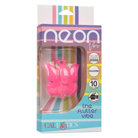 Neon Vibes The Flutter Vibe Pink Butterfly Panty Vibe with 10 Functions USB Rechargeable Silicone Waterproof Panty Vibrators